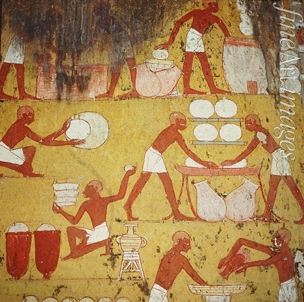 Altägyptische Kunst - Brot machen. Aus dem Grabmal von Kenamun, Scheich Abd el-Qurna