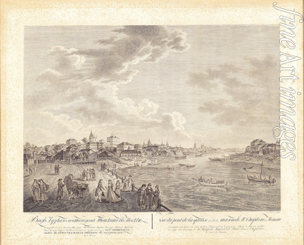 Barthe Gerard de la - View of the Yauza Bridge and Shapkin House in Moscow