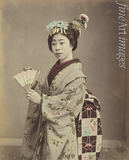 Kimbei Kusakabe - Young Woman with Fan