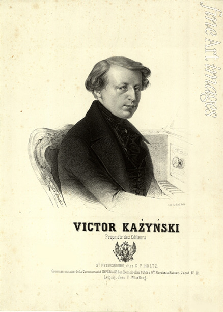 Schukowski Rudolf Kasimirowitsch - Porträt von Komponist Wiktor Kazynski (1812-1867) 