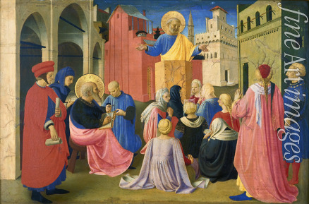 Angelico Fra Giovanni da Fiesole - Predigt des Heiligen Petrus in Anwesenheit des Heiligen Markus (Predella des Linaioli-Tabernakel) 