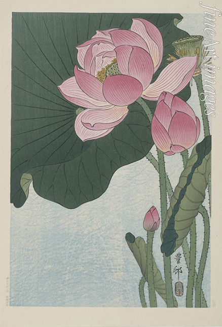 Ohara Koson - Blühende Lotusblumen