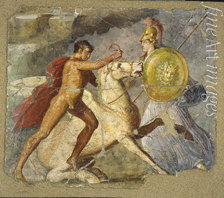 Römisch-pompejanische Wandmalerei - Pegasus und Bellerophon