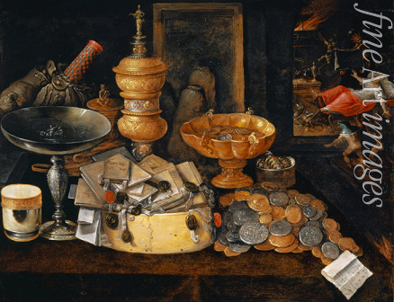 Francken Hieronymus II - Riches and the Death of the Miser, Still Life