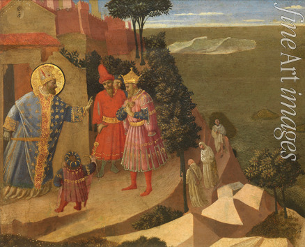 Angelico Fra Giovanni da Fiesole - Saint Romuald Forbidding Entry to the Monastery to Emperor Otto III