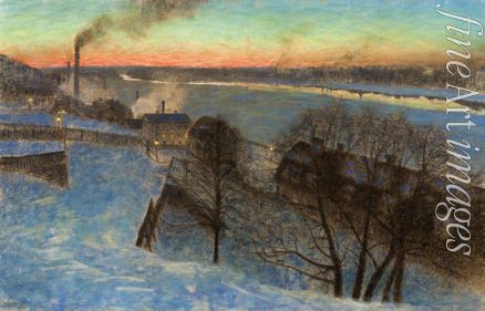 Jansson Eugène - Evening in February, Riddarfjärden, Stockholm