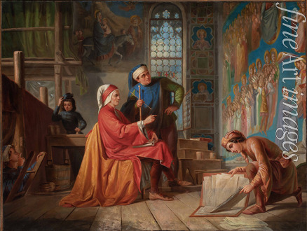 Toniolo Leopoldo - Dante visits Giotto in the Scrovegni Chapel