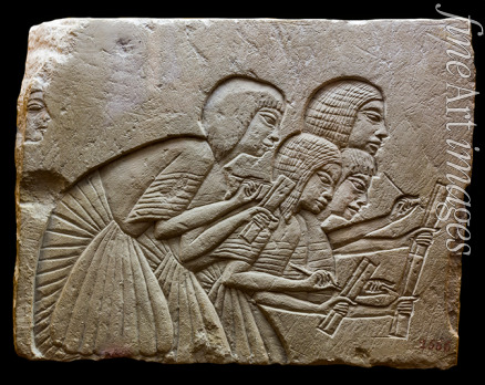 Altägyptische Kunst - Relief von vier Schreiber aus dem Grab von Haremhab, Sakkara
