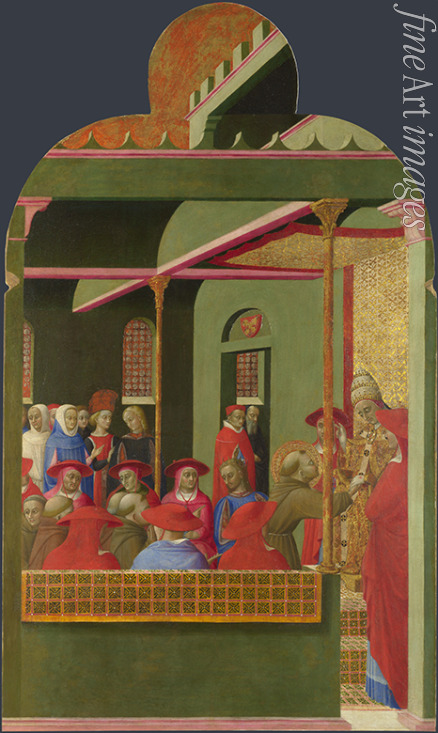 Sassetta - Saint Francis before Pope Honorius III (From Borgo del Santo Sepolcro Altarpiece)