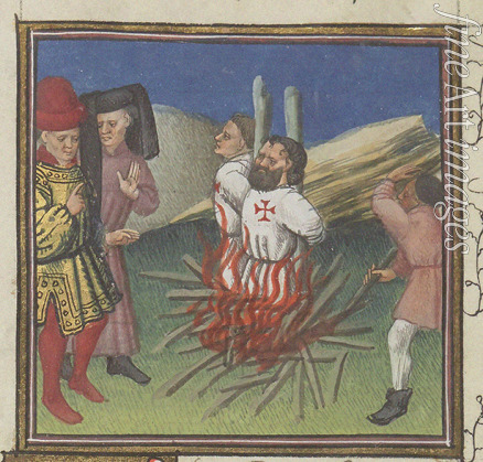 Unbekannter Künstler - Hinrichtung der Templer. Aus «Des Cas des nobles hommes et femmes» von Boccaccio