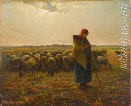 Millet Jean-François - Hirtin mit ihrer Herde
