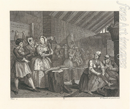 Hogarth William - A Harlot's Progress. Plate 4: Moll beats hemp in Bridewell Prison