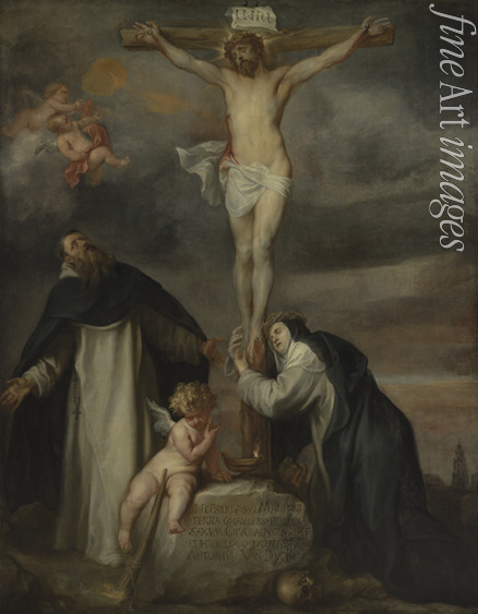 Dyck Sir Anthonis van - Christus am Kreuz mit Heiligen Katharina von Siena, Heiligen Dominikus und einem Engel