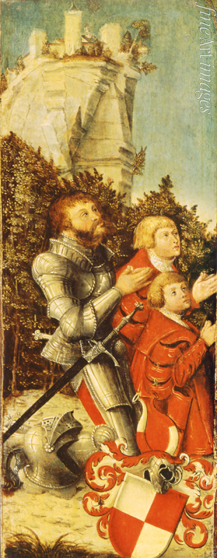 Cranach Lucas der Ältere - Bildnis eines Ritters mit zwei Söhne