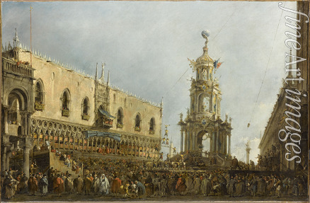 Guardi Francesco - Das Fest des Giovedi Grasso vor dem Dogenpalast in Venedig 