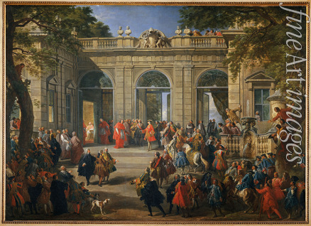 Pannini (Panini) Giovanni Paolo - König Karl III. besucht Papst Benedikt XIV. im Kaffeehaus des Palazzo del Quirinale
