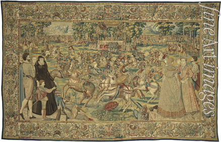 Meister MGP Brüssel - Das Turnier (Carrousel des chevaliers bretons et irlandais à Bayonne). Aus der Valois-Wandteppiche