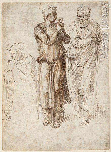 Buonarroti Michelangelo - Drei drapierte Figuren mit gefalteten Händen
