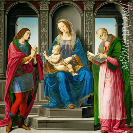 Lorenzo di Credi - Madonna und Kind mit Heiligen Julian und Nikolaus