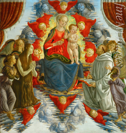 Botticini Francesco - Madonna in der Glorie, umgeben von Engeln, der heiligen Maria Magdalena und dem heiligen Bernhard