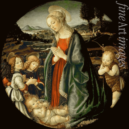 Botticini Francesco - Die Anbetung des Christuskindes mit Johannes dem Täufer und zwei Engeln