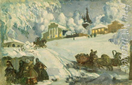 Kustodiew Boris Michailowitsch - Winter. Schlittenfahrt