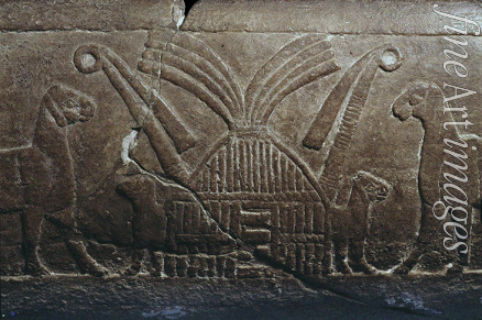 Sumerian culture - Sumerian reed house. Detail of the Uruk Trough