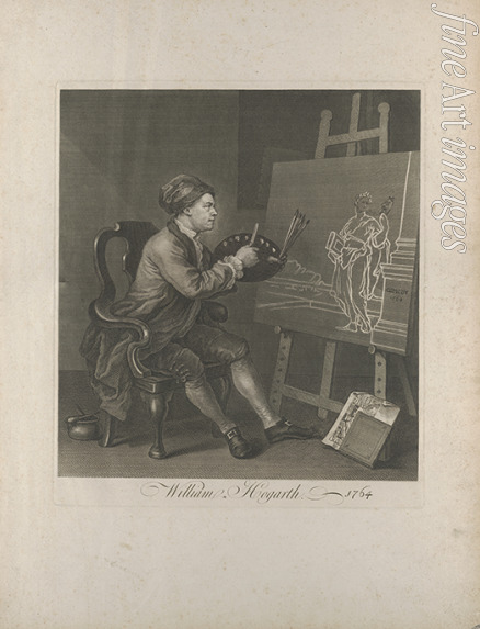 Hogarth William - Selbstbildnis (Hogarth malt die komische Muse)