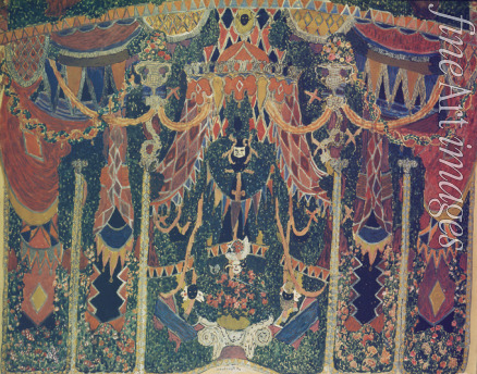 Golovin Alexander Yakovlevich - Design of Masquerade curtain for the theatre play The Masquerade by M. Lermontov