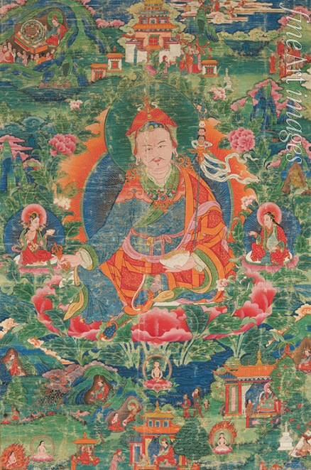 Tibetische Kultur - Thangka des Padmasambhava mit Vita