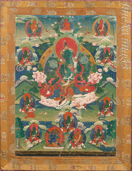 Tibetan culture - Thangka of Green Tara, Savior from the Eight Dangers