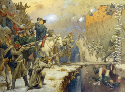 Kiwschenko Alexei Danilowitsch - Die russische Armee überquert die Teufelsbrücke 1799