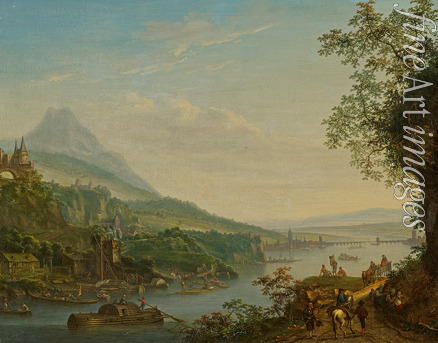 Chalon Louis - Ideal river landscape with a view of Frankfurt