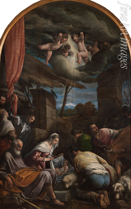 Bassano Jacopo il vecchio - Die Anbetung der Hirten mit Heiligen Victor und Corona