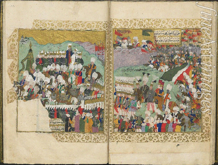 Türkischer Master - Sultan Osman II. zieht in den Krieg gegen Polen-Litauen, aus Sehname-i Nadiri (Bibliothek des Topkapi-Palastmuseums, H. 1124)