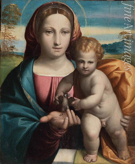 Garofalo Benvenuto Tisi da - Madonna und Kind mit kleinem Vogel