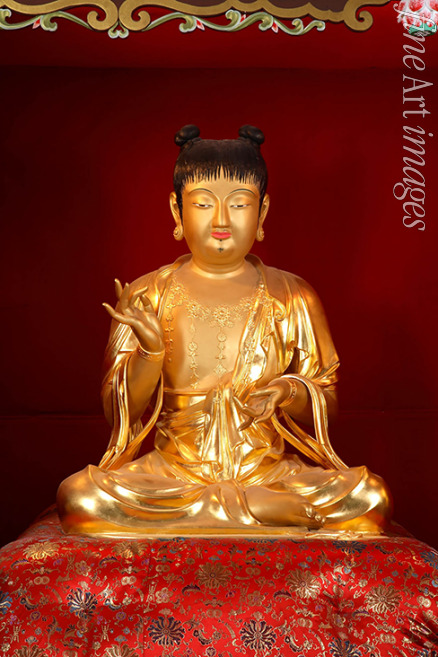 The Oriental Applied Arts - Wooden Seated Child Manjusri Statue (Munsu Bosal). National Treasure No 221