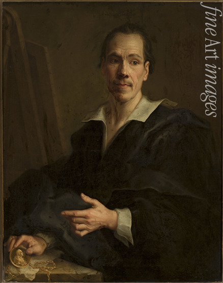 Seybold Christian - Self-portrait holding a miniature portrait of the Prince of Liechtenstein