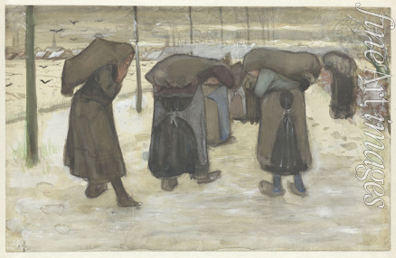 Gogh Vincent van - Frauen, Kohlensäcke im Schnee tragend