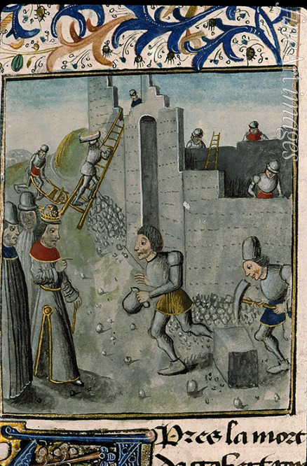Anonymous - Sigebert III ordering the reconstruction of a city in Austrasia. From Annales historiae illustrium principum Hannoniae 