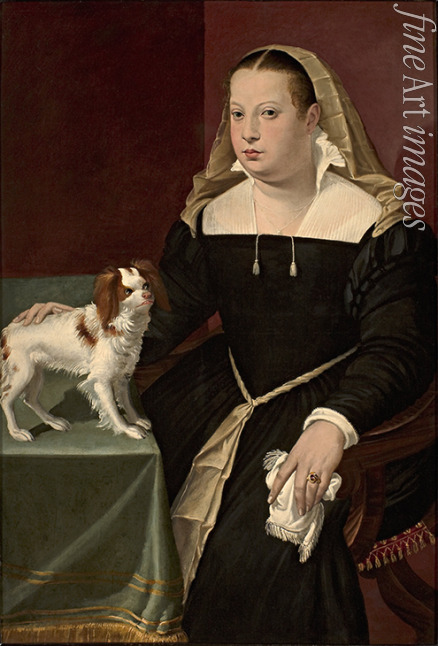 Passerotti (Passarotti) Bartolomeo - Portrait of a Lady with a Dog