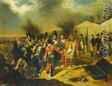 Unbekannter Künstler - Napoleon zeigt das Porträt seines Sohnes den Gardisten