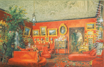 Sadovnikov Vasily Semyonovich - The Red livingroom in the Yusupov Palace in St. Petersburg