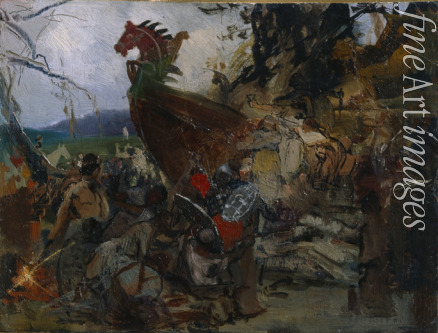 Siemiradzki Henryk - The Ship Funeral of an old Russian nobleman in Old Great Bulgaria