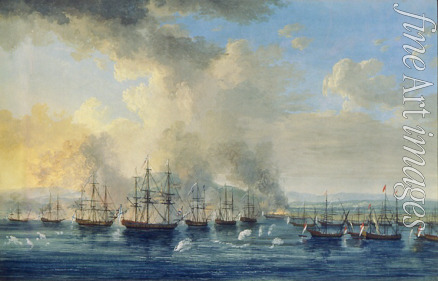 Hackert Jacob Philipp - Die russisch-türkische Seeschlacht bei der Festung Damietta 1770