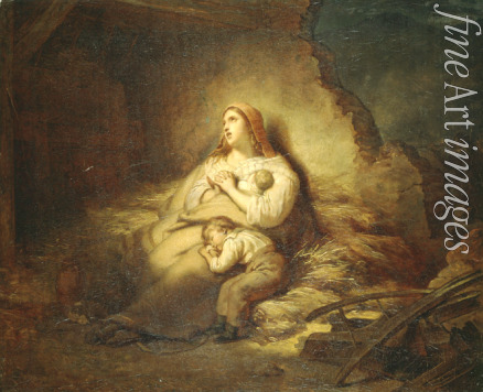 Scheffer Ary - Mother and Children During a Battle