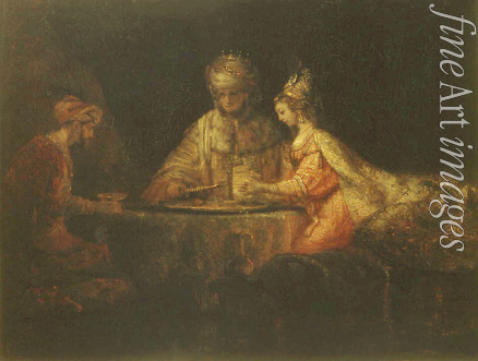 Rembrandt van Rhijn - Ahasveros, Haman und Esther