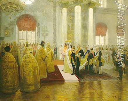Repin Ilya Yefimovich - The wedding of Tsar Nicholas II and the Princess Alix of Hesse-Darmstadt on November 26, 1894