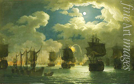 Hackert Jacob Philipp - The naval Battle of Chesma on the night 26 July 1770