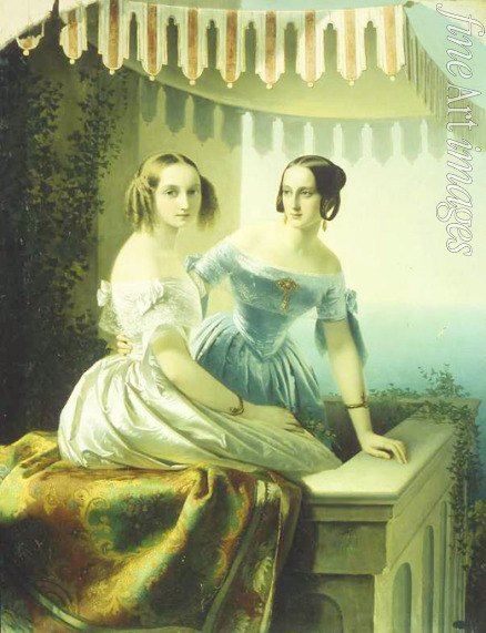 Neff Timofei Andreyevich - Portrait of Grand Duchesses Maria Nikolaevna of Russia (1819-1876) and Grand Duchess Olga Nikolaevna of Russia (1822-1892)